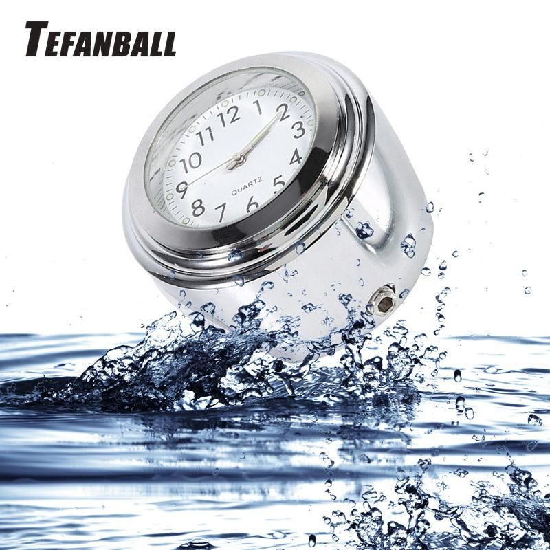Universal 7/8 "Waterproof Chrome Motorcycle Bike Handlebar Mount Quartz Clock Watch Aluminum Luminous Clock Moto Accessori