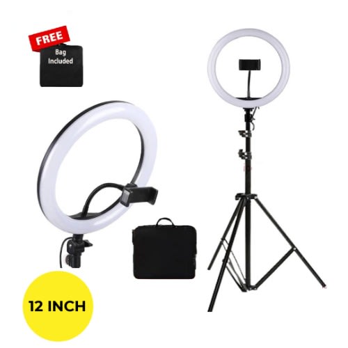 12" Selfie Ring Light With Extendable Stand & Free Bag