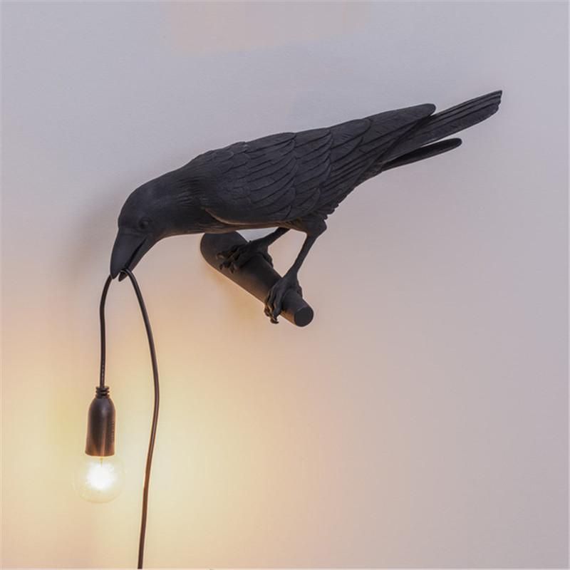 UK Plug Resin Lucky Bird Crow Wall Lamp Modern Table Lamp Night Light Bedroom Bedside Living Room Home Decoration Gift