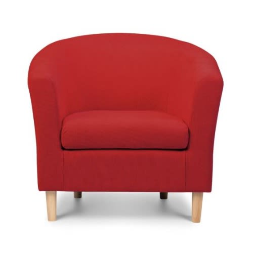Single Fabric Seaters Sofa Tub - Red Armchair/ Bucket Chair
