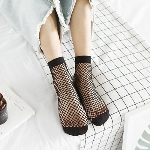 Women's Net Socks - 2 Pairs - Black