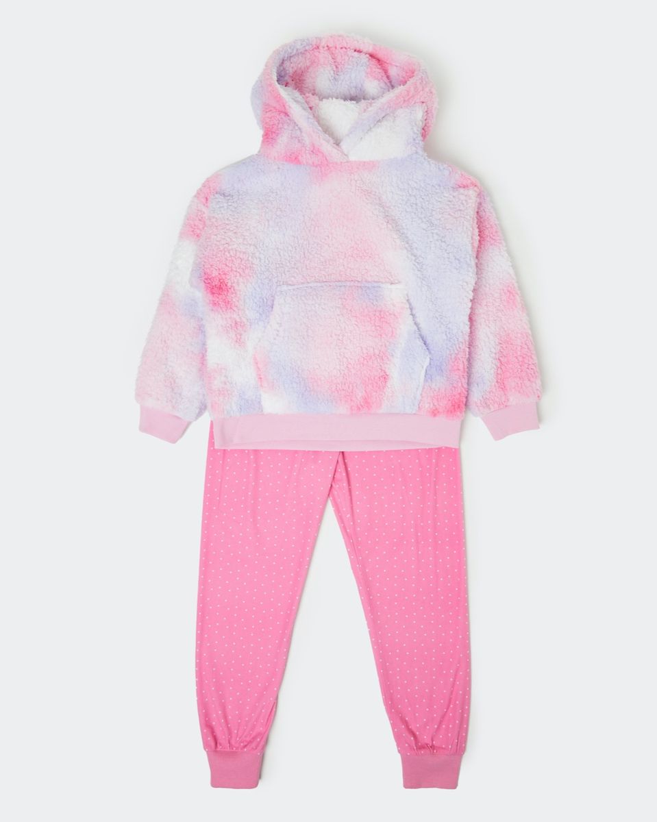 Girls Fur Hoodie Lounge Set