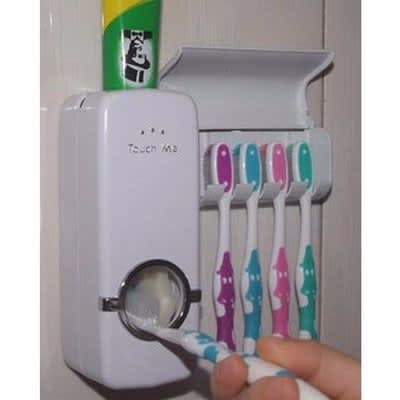 Automatic Toothpaste Dispenser & Toothbrush Holder