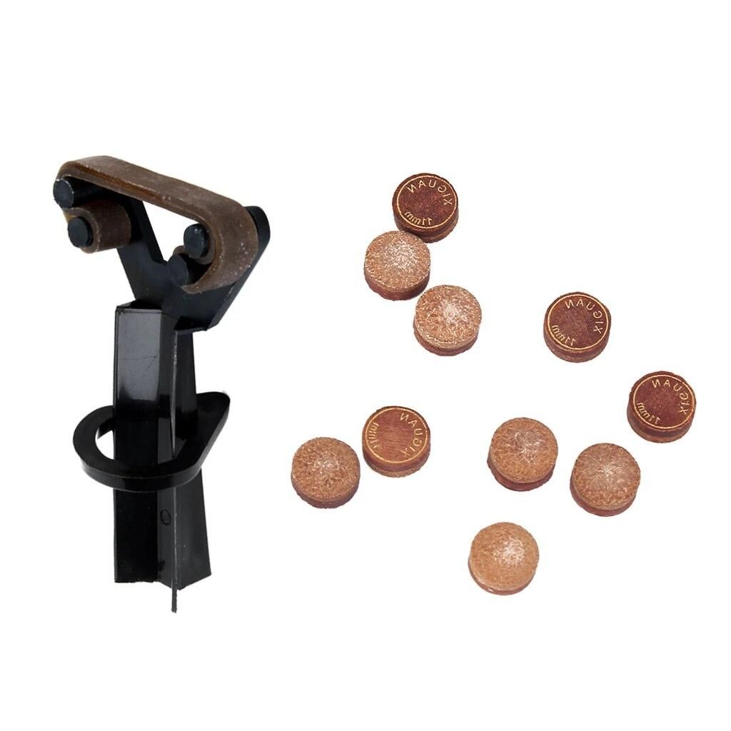 10pcs 11mm Glue On Leather Snooker Billard  Tip Clamp Repair Tools Snooker & Billiard Accessories
