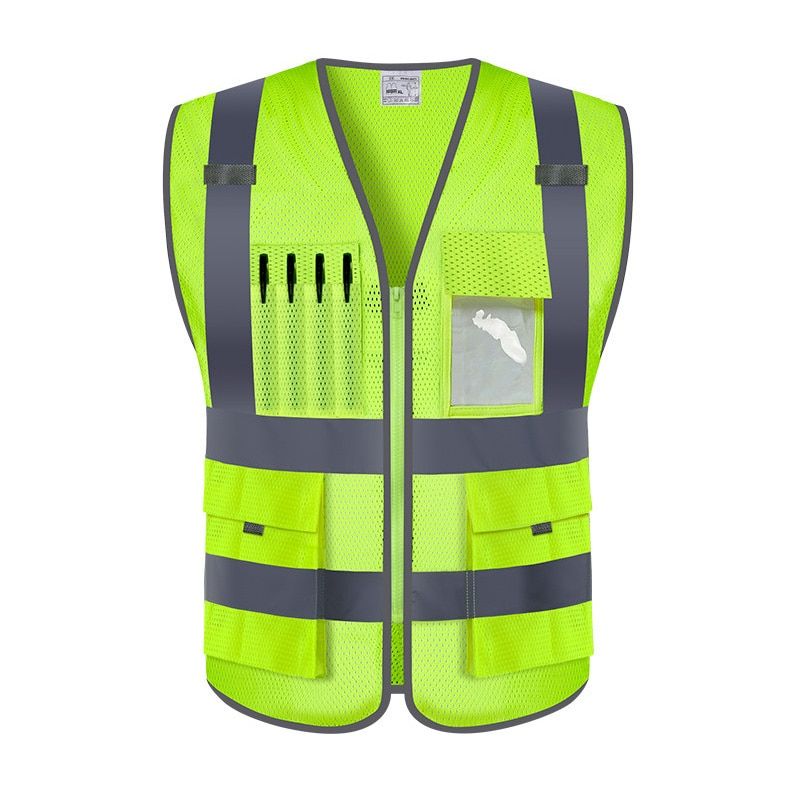 Hi Vis Reflective Vest Zipper Front Summer Mesh-Yellow