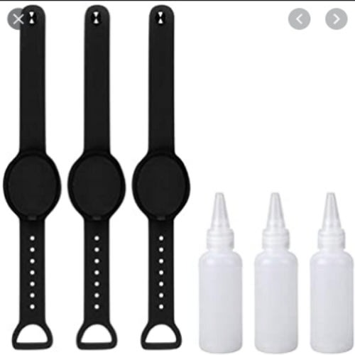 3pcs Wristband Sanitizer + Dispenser Bottle