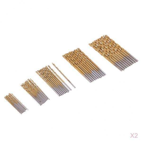 100 Pieces HSS Titanium Drill Bit Set Twist Drill Straight