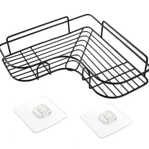 Wall Mounted Metal Corer Bathroom Shower Caddy - Shelf Storage - Black