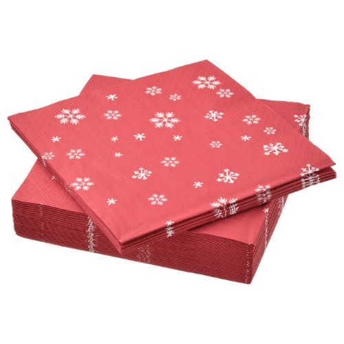 Vinterfint Paper Napkin - Snowflake Pattern - Red