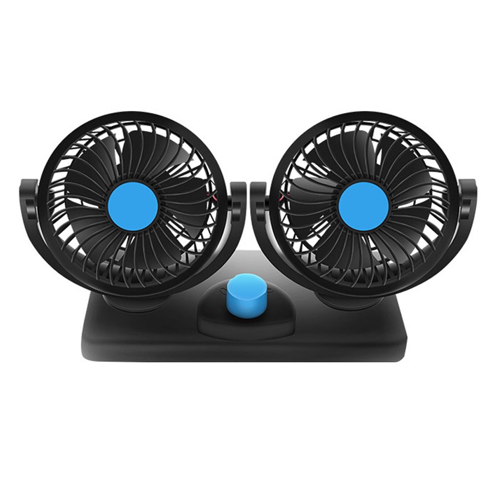 Mini Car Fan Double Heads Cooling Fan Quiet USB Electric