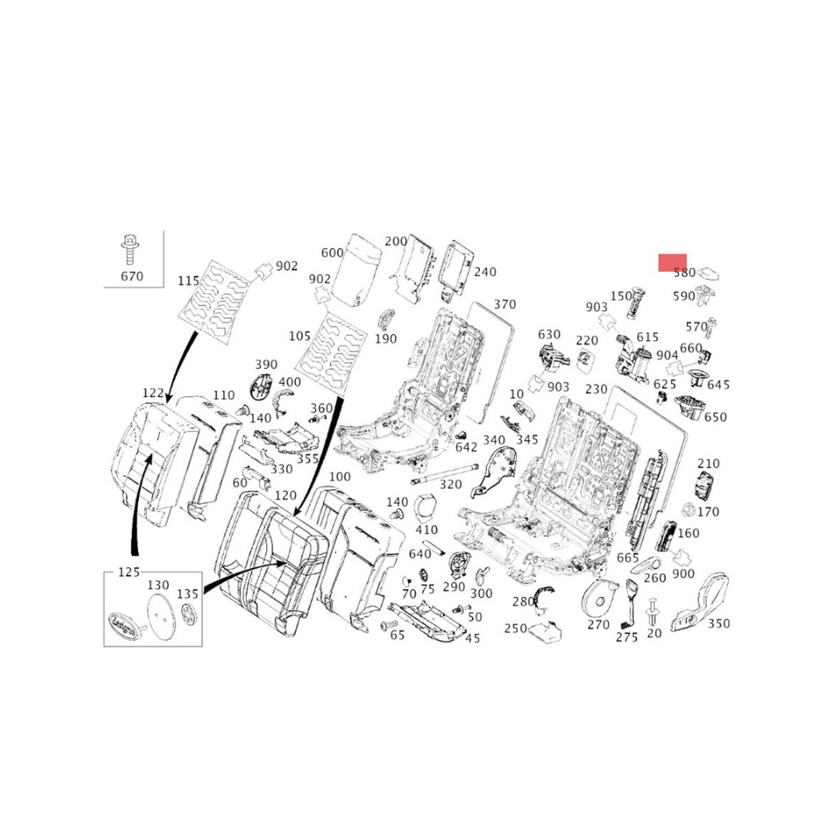 A1669213800 Rear Belt Guide Cover for W166 X166 W292 ML GLS 2012-2019 Rear Bench Cap Grey