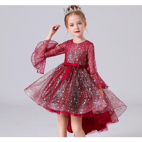 Girls Princess Party Unequal Length Dress