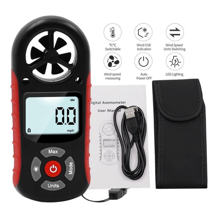 Protable 8 In 1 Digital Anemometer Wind Speed Meter For Measuring Heat