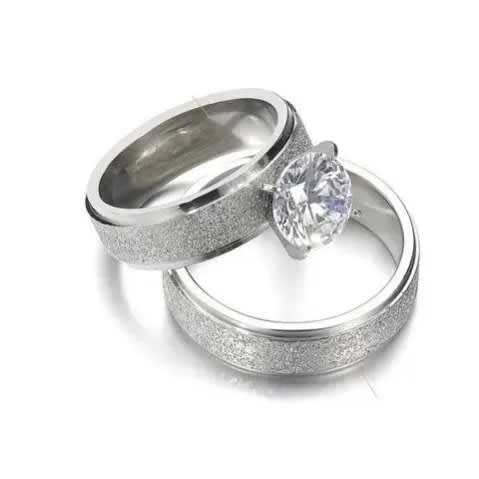 Fashion Front Wedding Ring - Set Of 2 - Silver