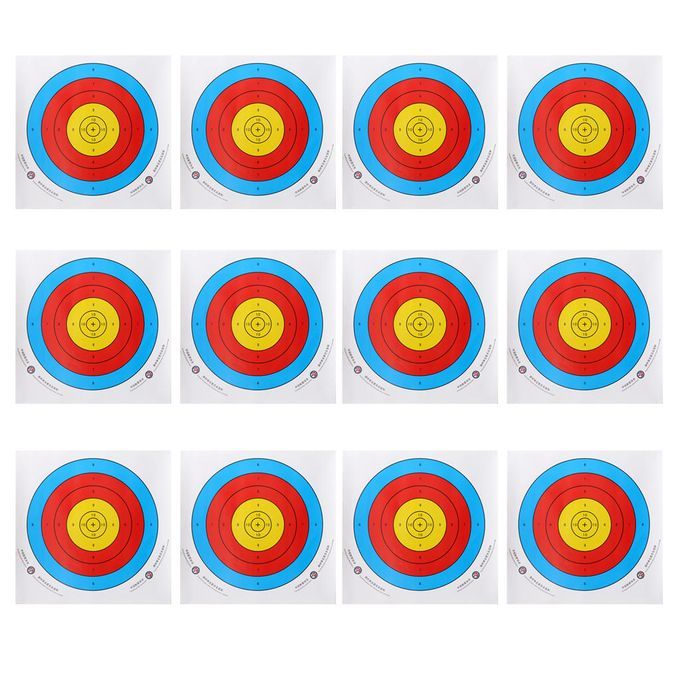 12 Pieces Durable Archery Target Paper For Recurve Bow Longbow 43x43cm