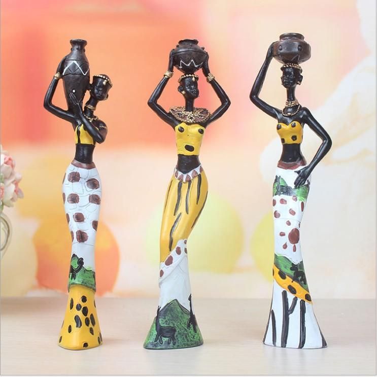 Manufacturers wholesale exotic style doll three-piece set resin handicraft creative home new house decoration 6*5.5*20CM yellow three-piece suit