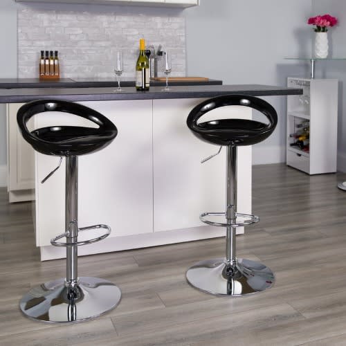 Black Bar Stool Kitchen Chair - Set Of 2