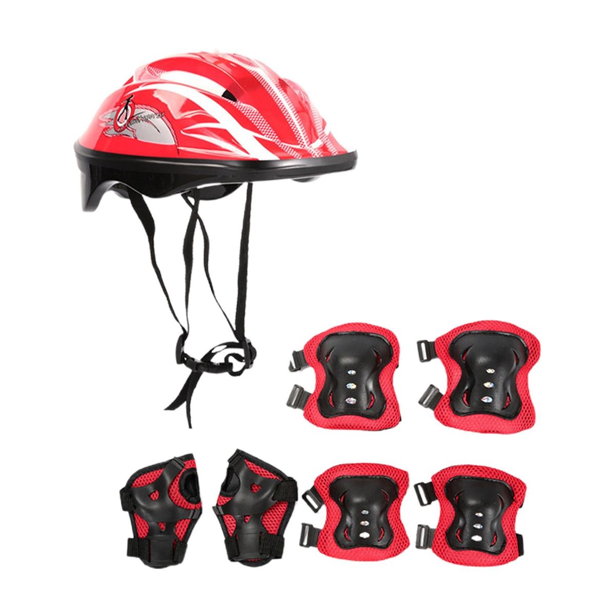 1 Set Skating Protective Gear Kids Sports Knee Hand Elbow Guards Set Red