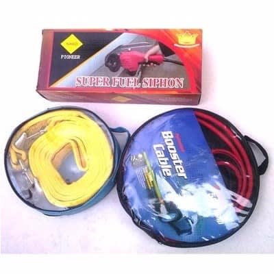 Fuel Siphon Pump + Auto Jumper Booster Cable+ Tow Rope