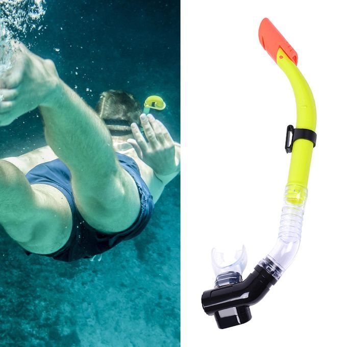 Semi Dry Snorkel, Snorkeling Diving Silicone Mouthpiece, Yellow