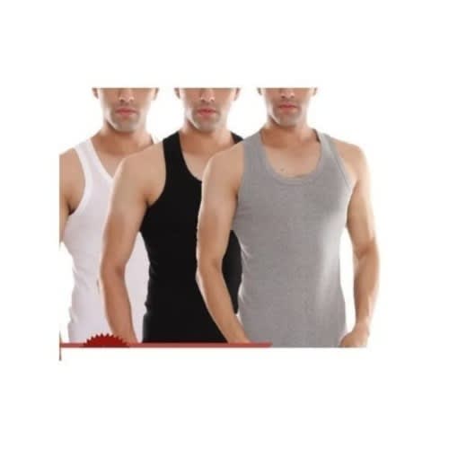 3-in-1 Men's Sleeveless Singlet - Black, White And Grey