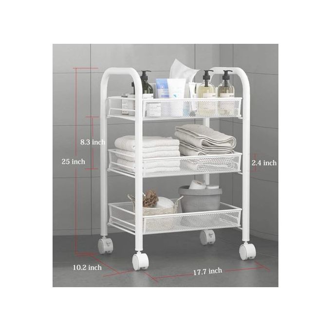 3 Layers Steel Shelf-Multi-Purpose Steel Trolley Shelves
