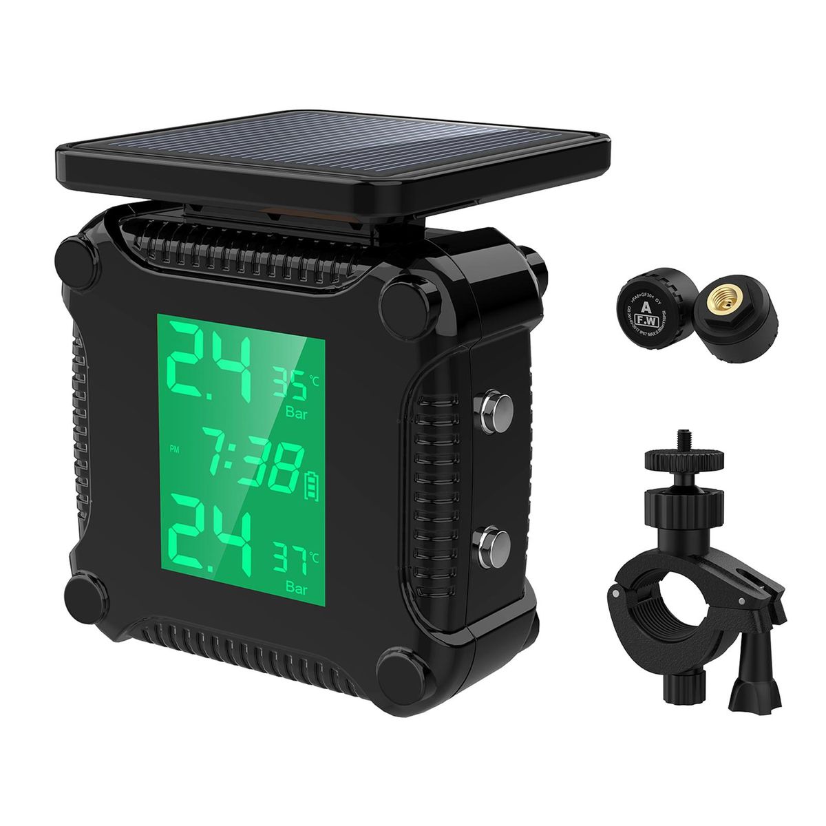 Motorcycle Wireless Tire Pressure Monitoring Waterproof Temperature Alarm USB Rechargeable TPMS with LCD Display