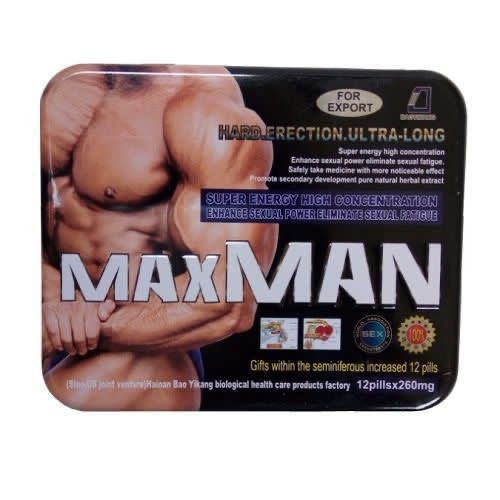 Maxman - Hard Erection And Long Lasting Sex Pills For Men - 12 Pills- 260mg
