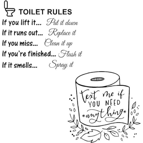 Text Me If You Need Anything And Toilet Rules Sticker -2pc