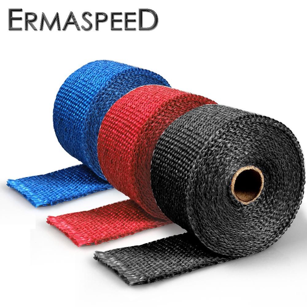 Universal 5M Motorcycle Exhaust Thermal Tape Header Pipe Heat Wrap Tape Fiberglass Thermal Protection with Stainless Ties