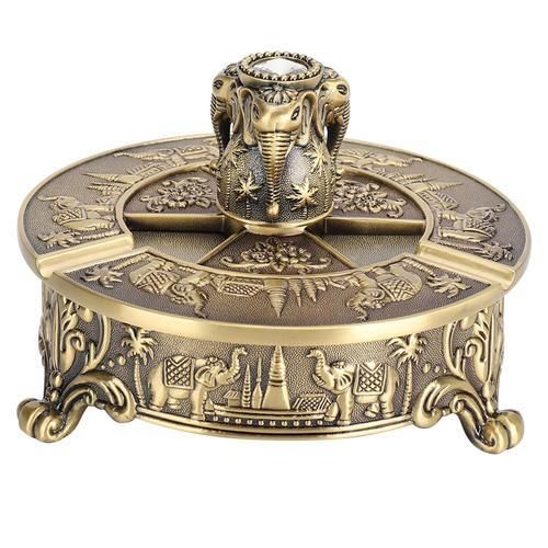 Retro Style Flexibly Rotated Ashtray Pattern Bronze European Craft Upscale Decoration Smoking Accessories