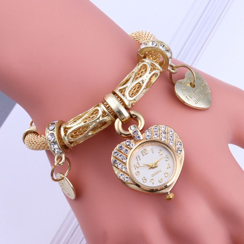 Ladies Quartz Wrist Watch Bracelet - Gold