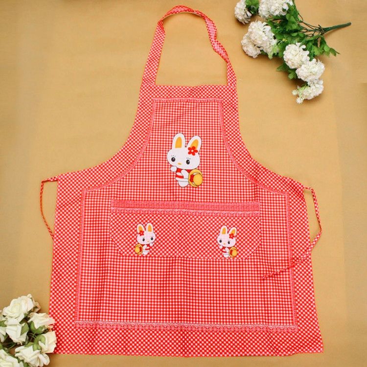 Cartoon Bunny Pattern Sleeveless Apron(Red)