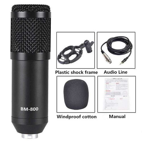 Microphone BM 800 Condenser Microphone Studio Sound Recording Mic + Free Sound Card