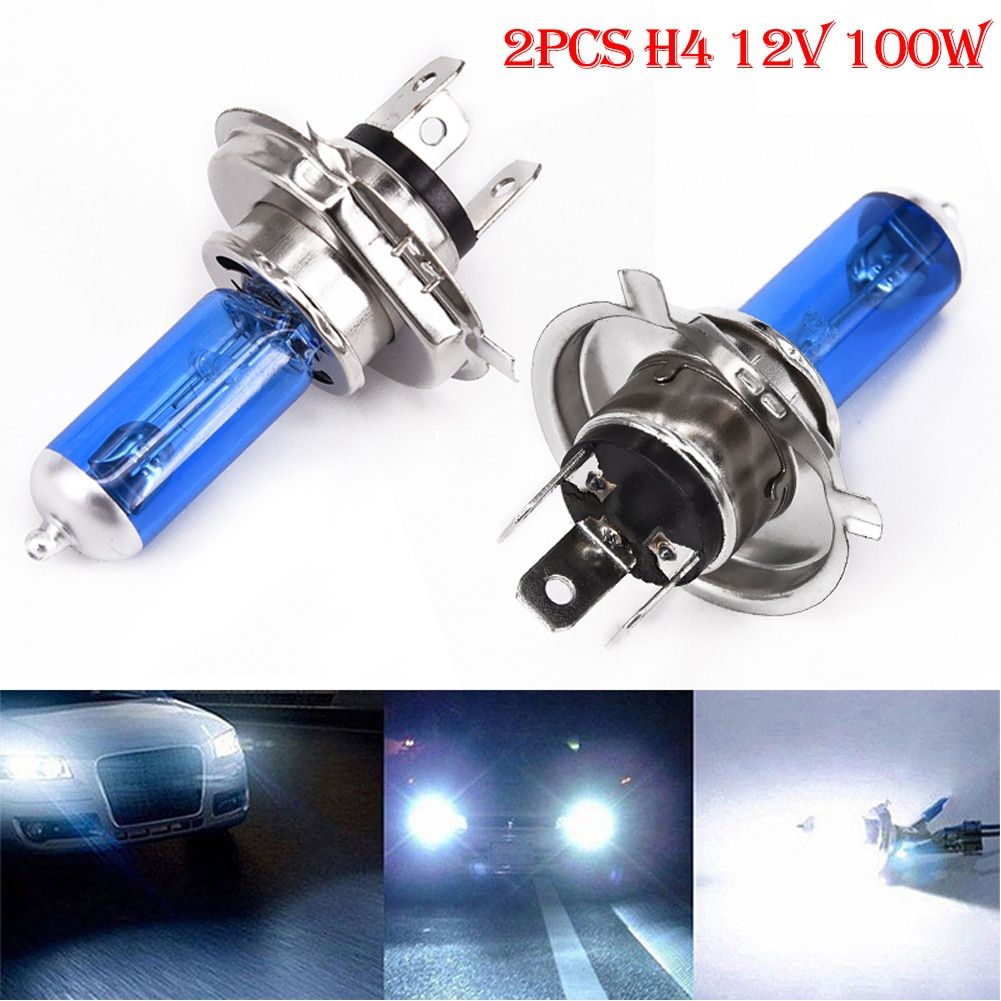 2Pcs Halogen Car Headlight Bulb 6000K Xenon Super Bright Light LED Bulbs Auto General Headlights Accessories H4