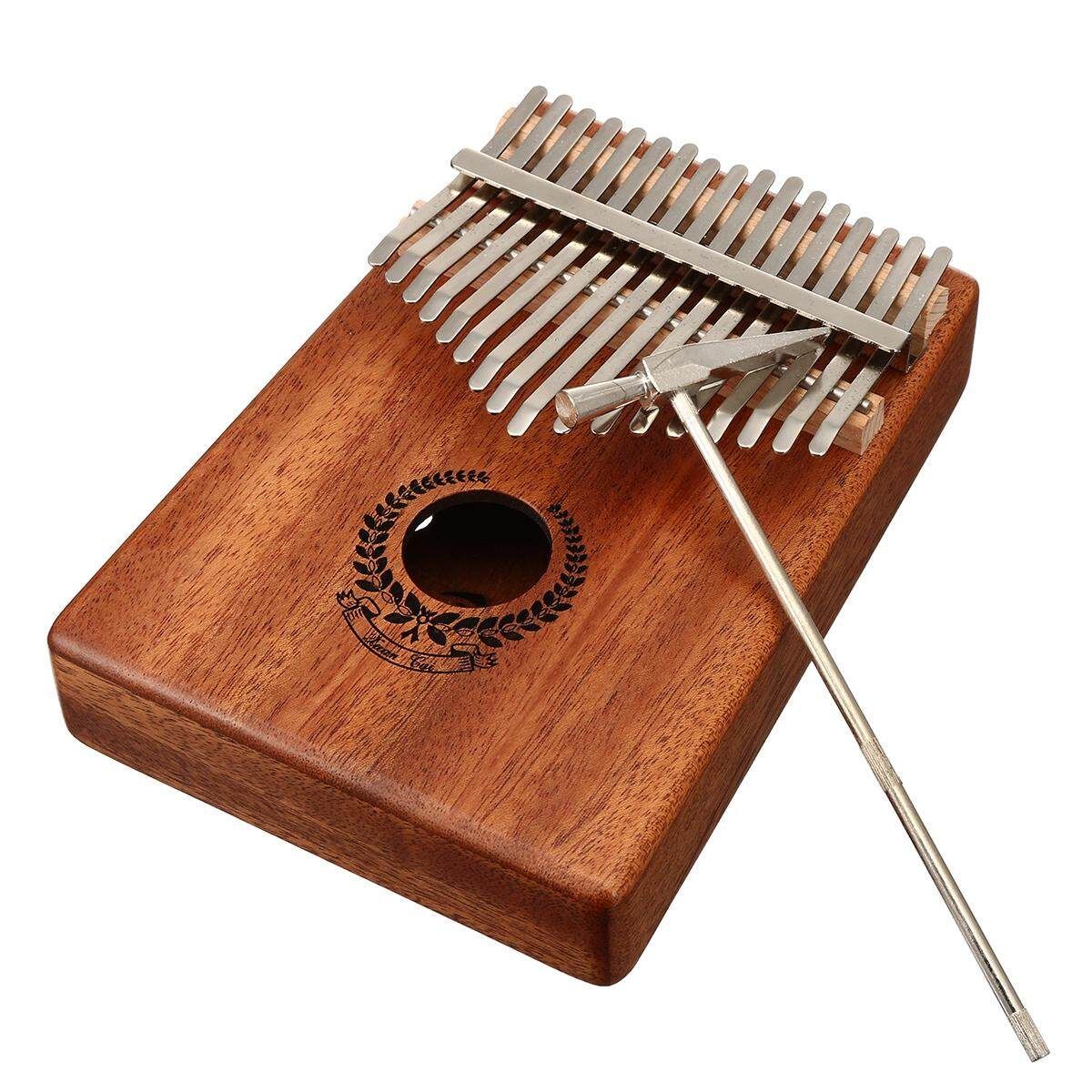 17 Keys Wooden Finger Piano Instrument Portable Beginner Wreath Style Music Kit 17-tone Peach Core Single Wreath