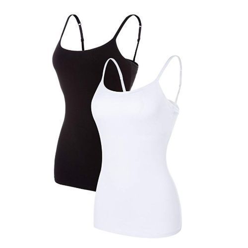 2pcs Ladies Cotton Adjustable Strap Camisole - Black, White