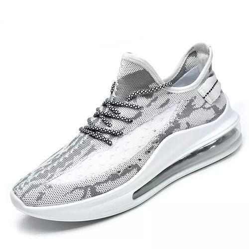 Men Athletic Lace Up Elastic Running Casual Shoes Sneakers - White