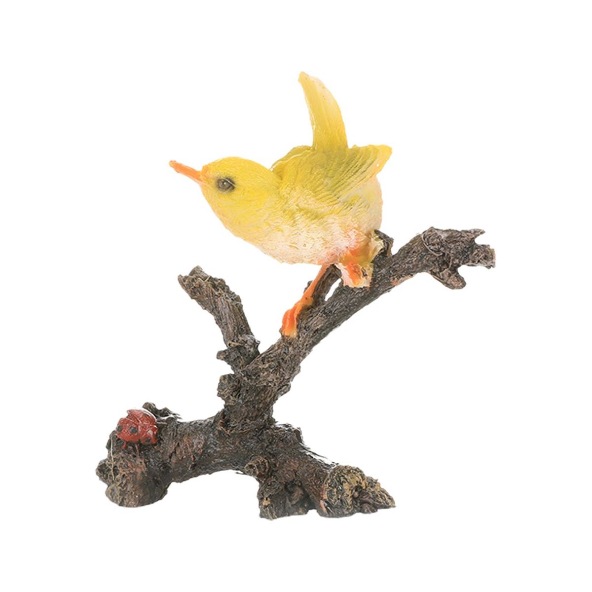 Tree Trunk Ornament Resin Bird Ornament Fish Tank Decoration Yellow