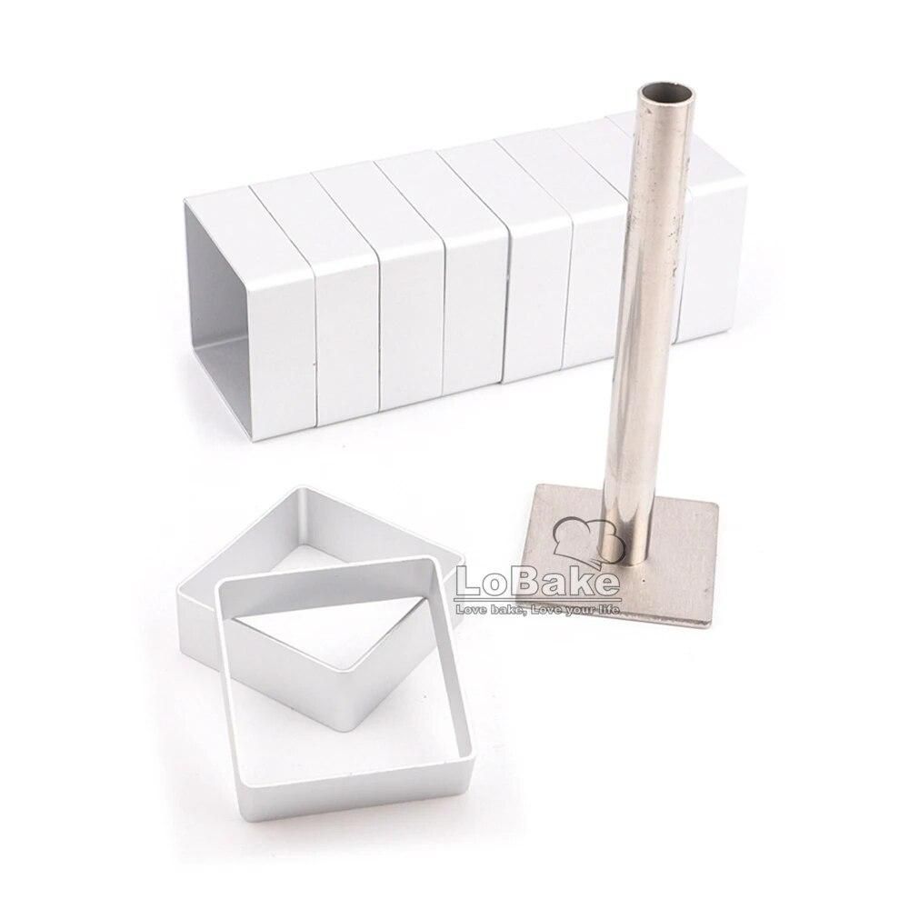 Square shape aluminium small pineapple cake mold stainless steel press stamp cookie biscuit cutting molds DIY bakery tools