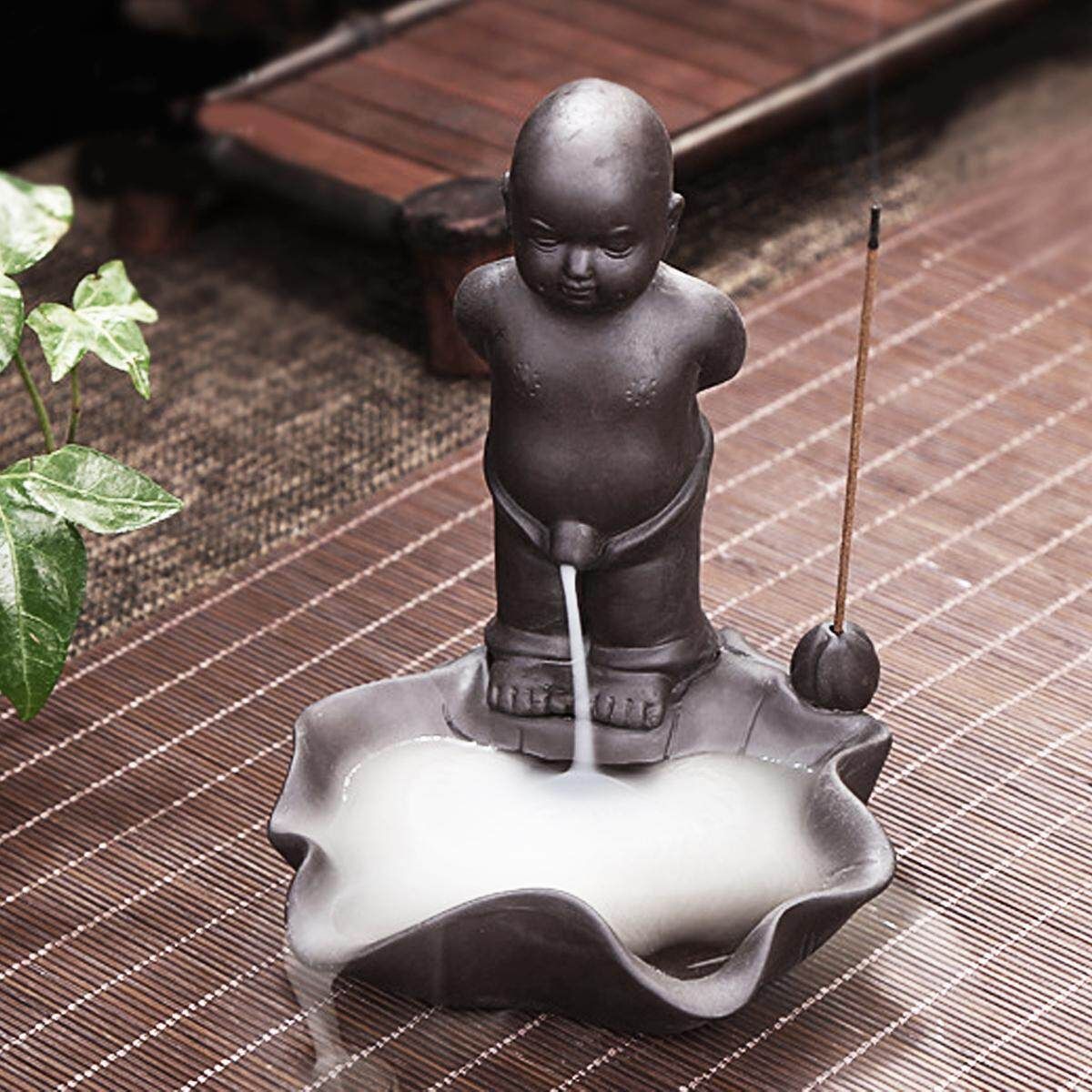 Ceramic Buddhist Monk Pee Backflow Cone Stick Holder