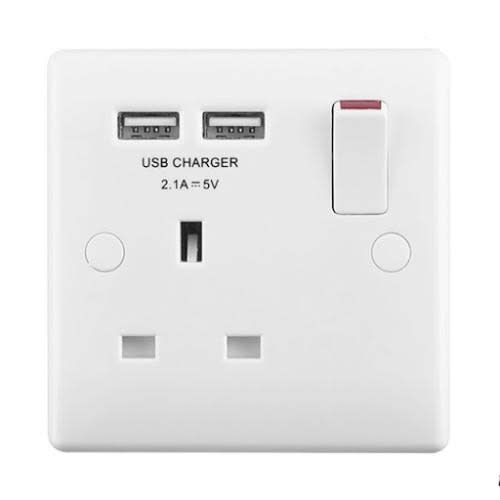 White 13 Amp Socket 2 Usb Ports