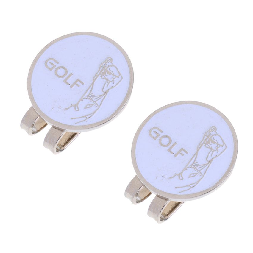2 Pieces Golfer Pattern Magnetic Hat Clip Golf Ball Marker Fit For