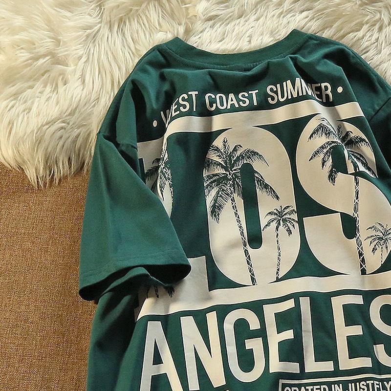 5 Trendy Brand Summer American Style Hip Hop round Neck Large Size Short Sleeve Men's Loose Hong Kong Style Trendy Couple T-shirt Women's Shirt Trendy