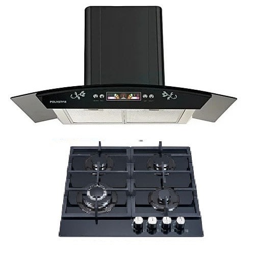 90cm Smoke Extractor Kitchen Hood + 4 Burner Gas Hob
