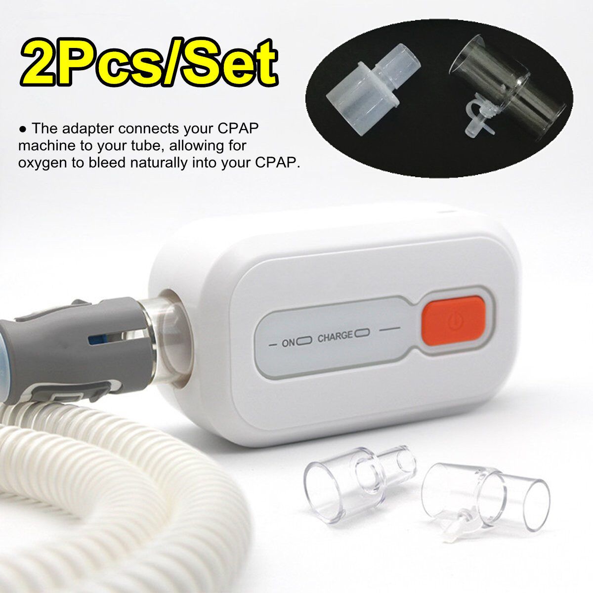 2Pcs/Set Oxygen Adapter Enrichment Port CPAP Tubing Hose Connector 15mm To 22mm For CPAP Machine