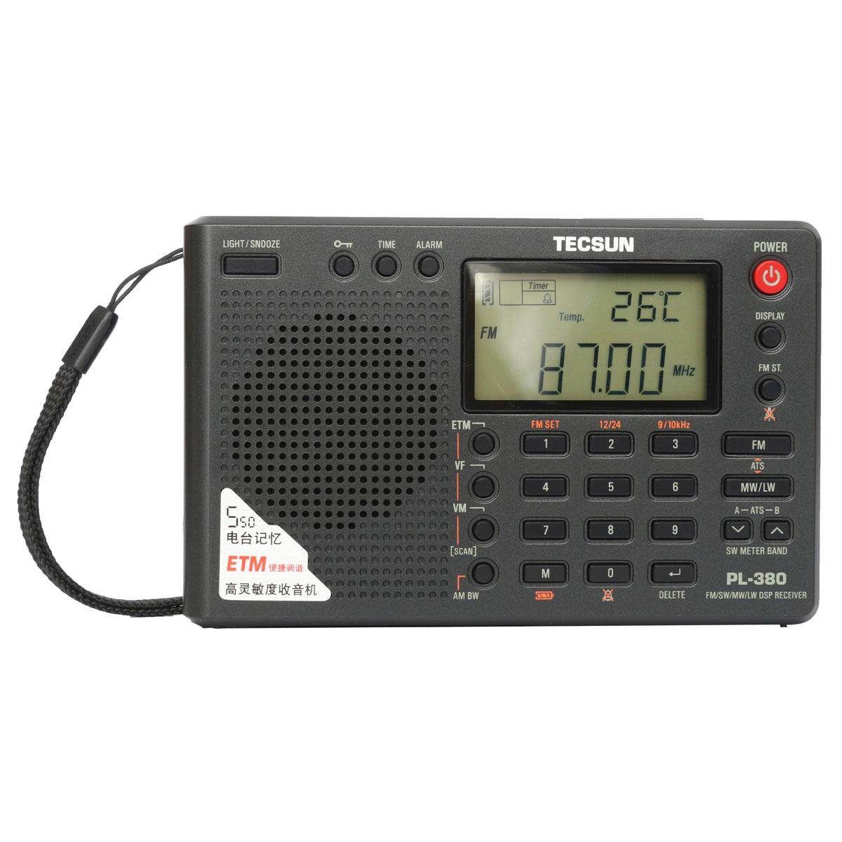 TECSUN PL-380 DSP PLL FM MW SW LW Digital Stereo Radio World Band Receiver New Black Black (black)