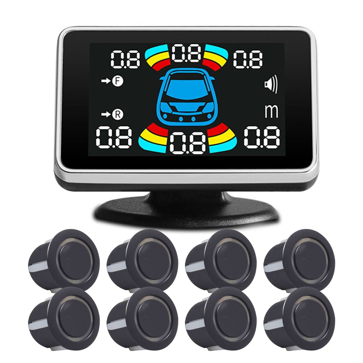 1 Set Car Reversing Radars High Sensitivity Cool Black