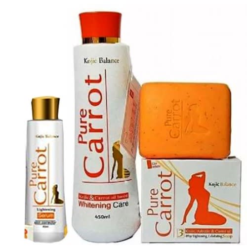 Pure Carrot Kojic Balance Lightening ( Lotion 400ml, Serum 75ml And Soap 100g ) 3-pc Set
