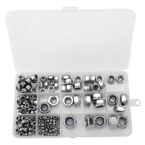 170Pcs/Set Lock Nuts Fastener M3/M4/M6/M8/M10/M12